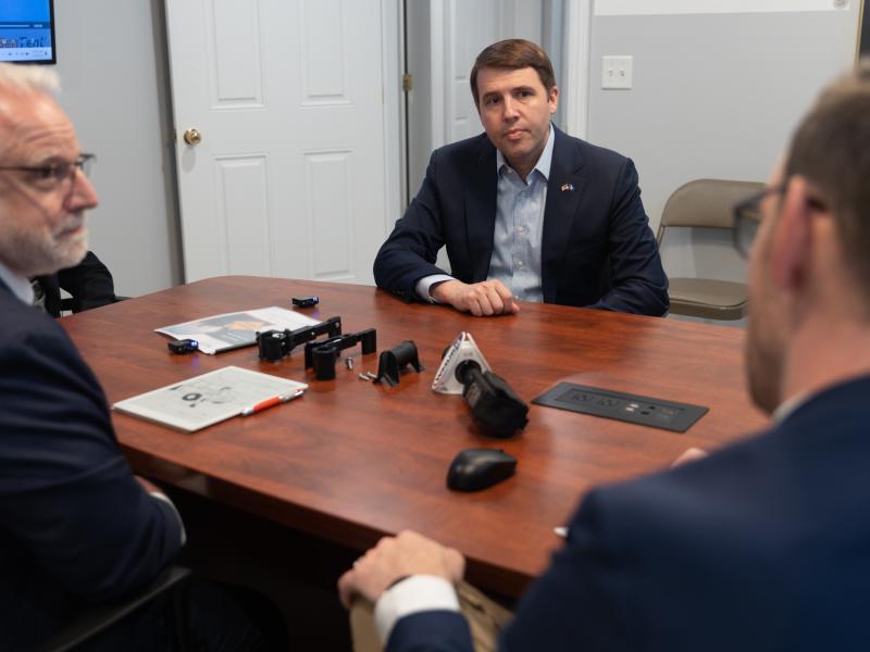 Rep. Pappas with Mark Carpenter, founder of GenTent, in Brentwood earlier this week