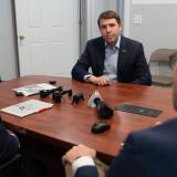 Rep. Pappas with Mark Carpenter, founder of GenTent, in Brentwood earlier this week