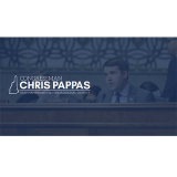 Chris Pappas logo containing the member's photo and name on a dark background