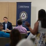 Congressman Chris Pappas listening to local health care providers and advocates on the importance of Medicare and Medicaid to New Hampshire communities.