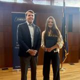 Congressman Pappas with first-place winner Julia Thomas of Raymond High School