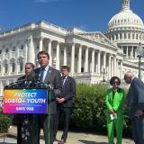 Congressman Pappas at a press conference on the 988 LGBTQ+ crisis support subline being shut down