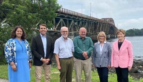 Left to Right: Jennifer Reczek, Congressman Chris Pappas, State Senator David Watters, Dover Mayor Robert Carrier, Senator Maggie Hassan, Senator Jeanne Shaheen