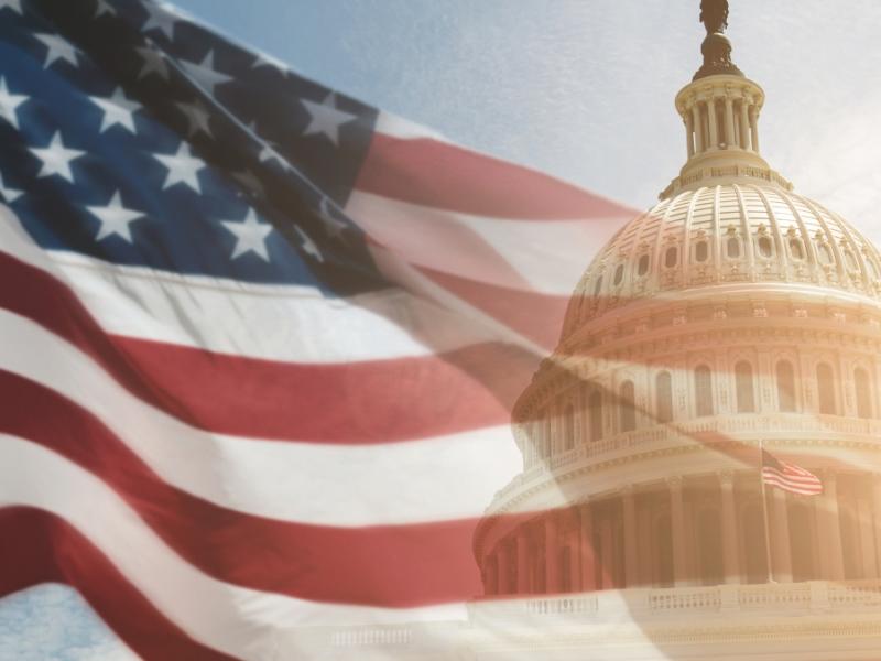 United States Flag Flown Over Capitol